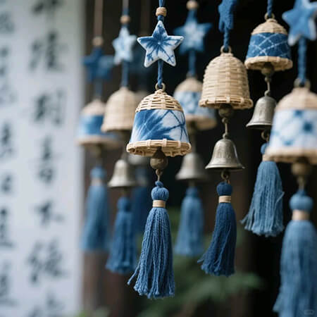 右上角扎染铃铛